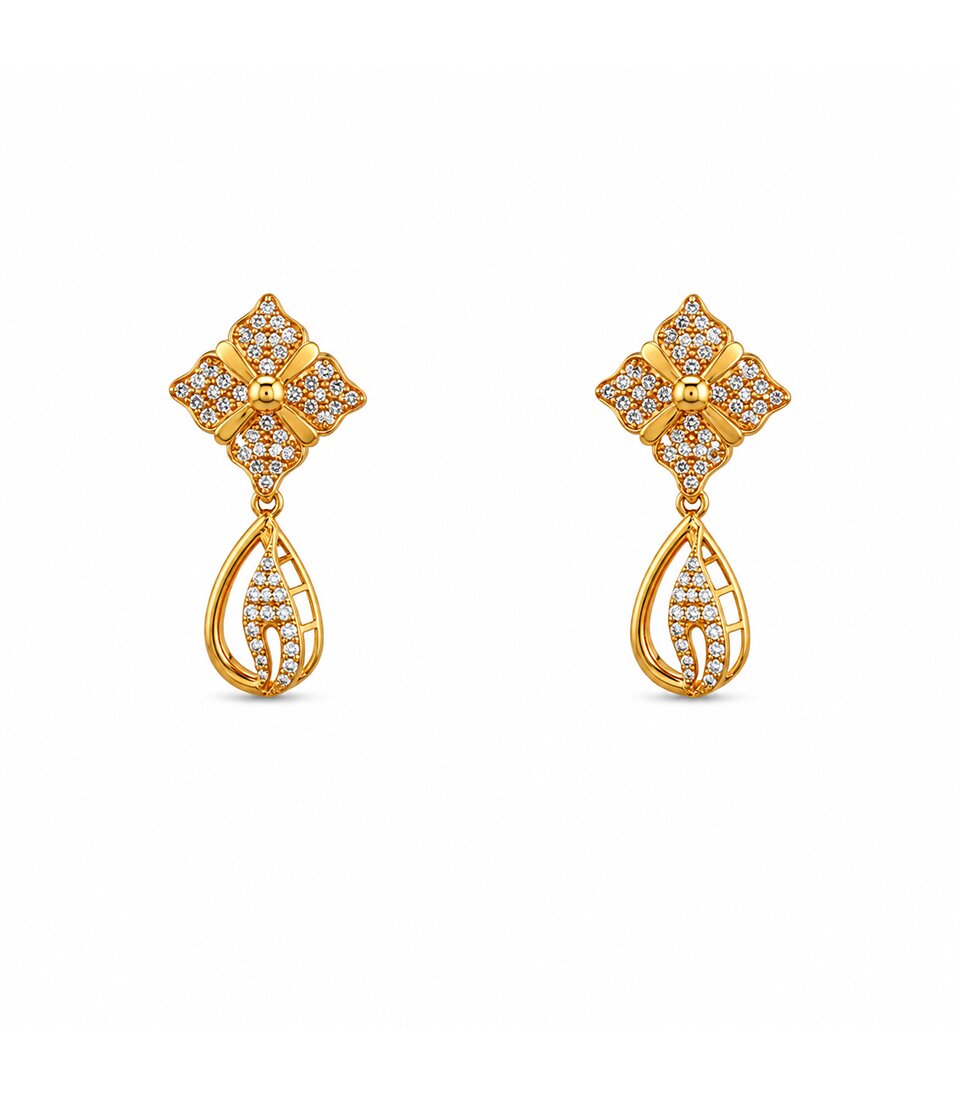 Diamond Link Drop Earrings