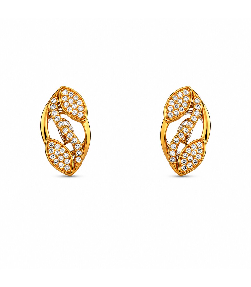 Twisted Ribbon Hoop Stud Earrings
