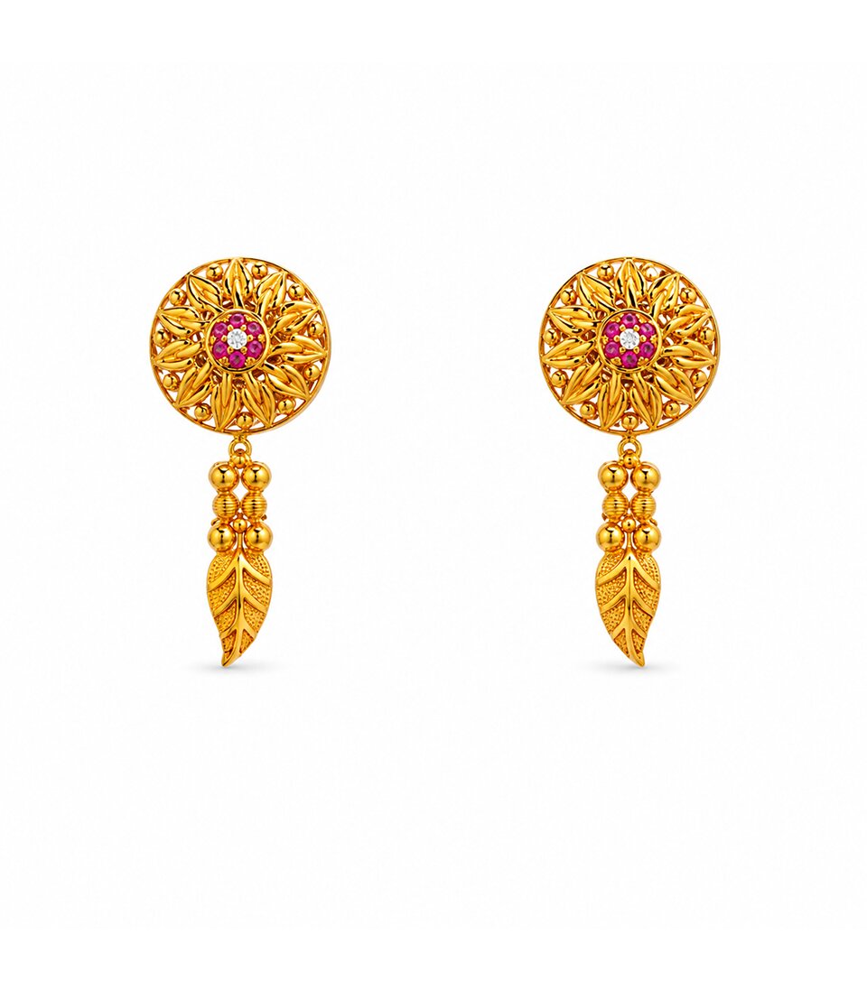 Ruby Flame Drop Earrings